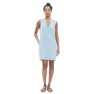 Madewell Chambray Lace-up Shift Dress - XXS